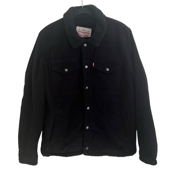 Levi's Other - Levi’s Black Corduroy Sherpa Lined Trucker Jacket Large LM8RC530